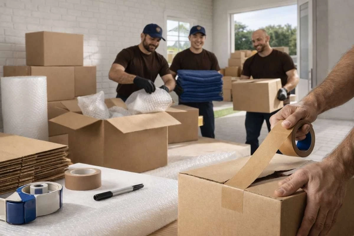 Smart Penny Moving packing crew in Belmont