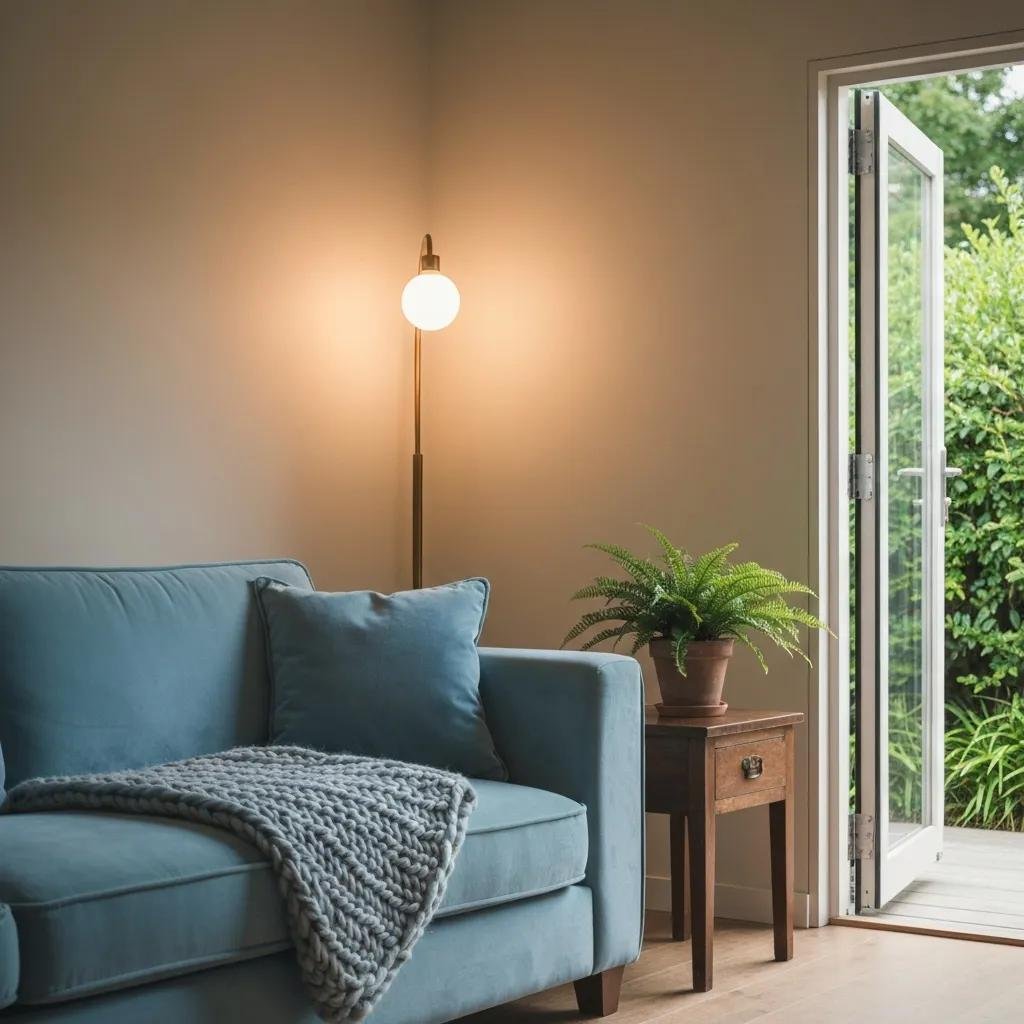 Cozy living room setup symbolizing comfort and relaxation after moving