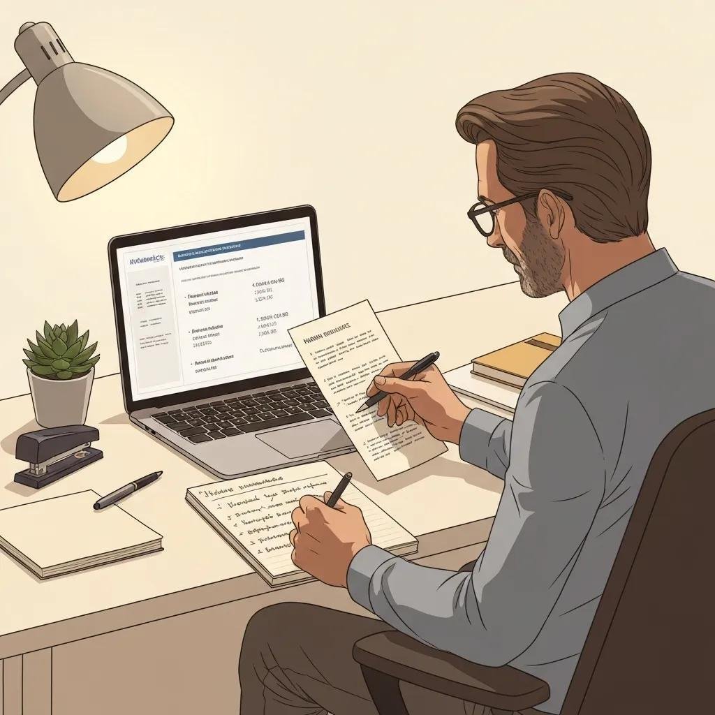 Person reviewing moving insurance choices to protect belongings