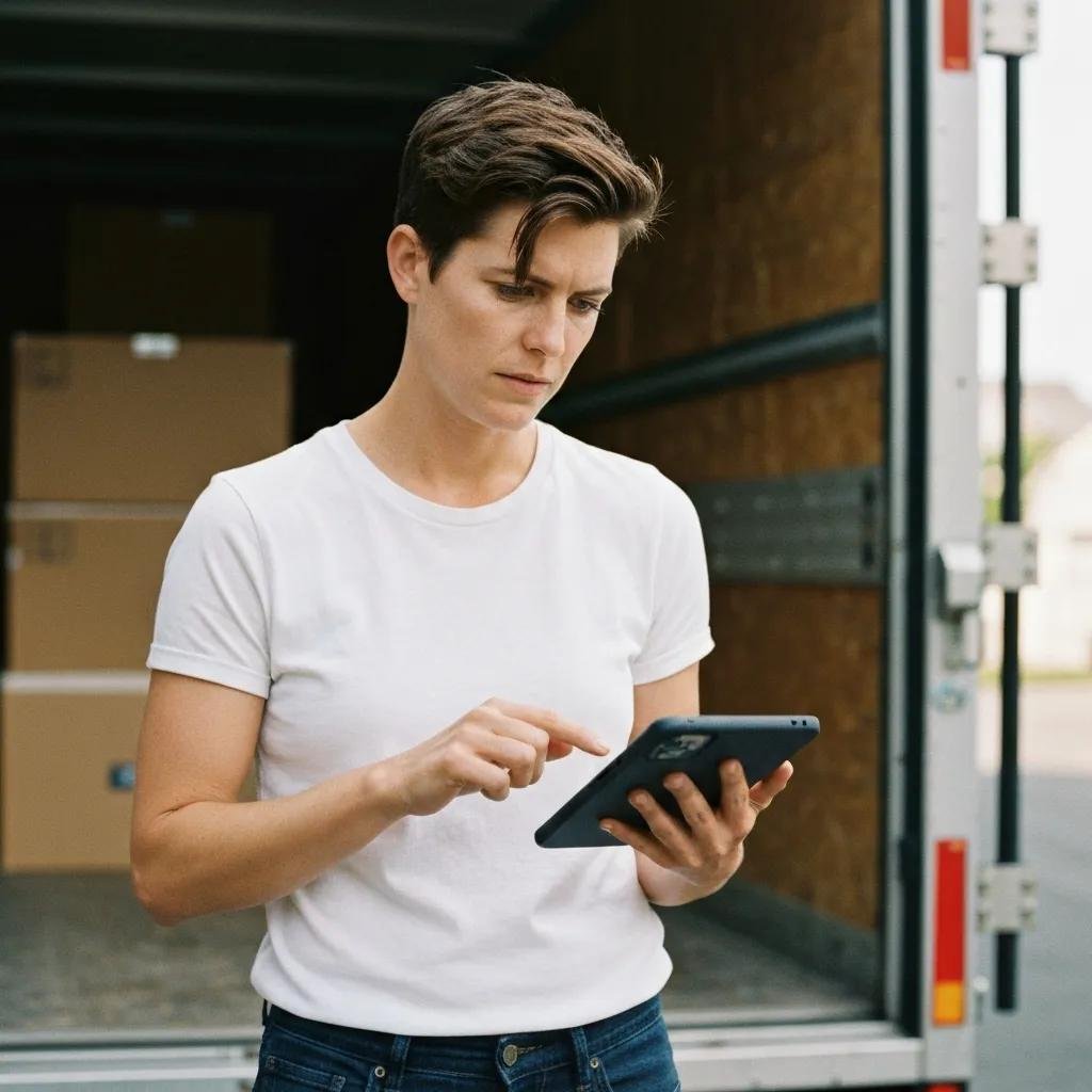 Person using a tablet to enter moving details for an accurate quote, showing the importance of preparation
